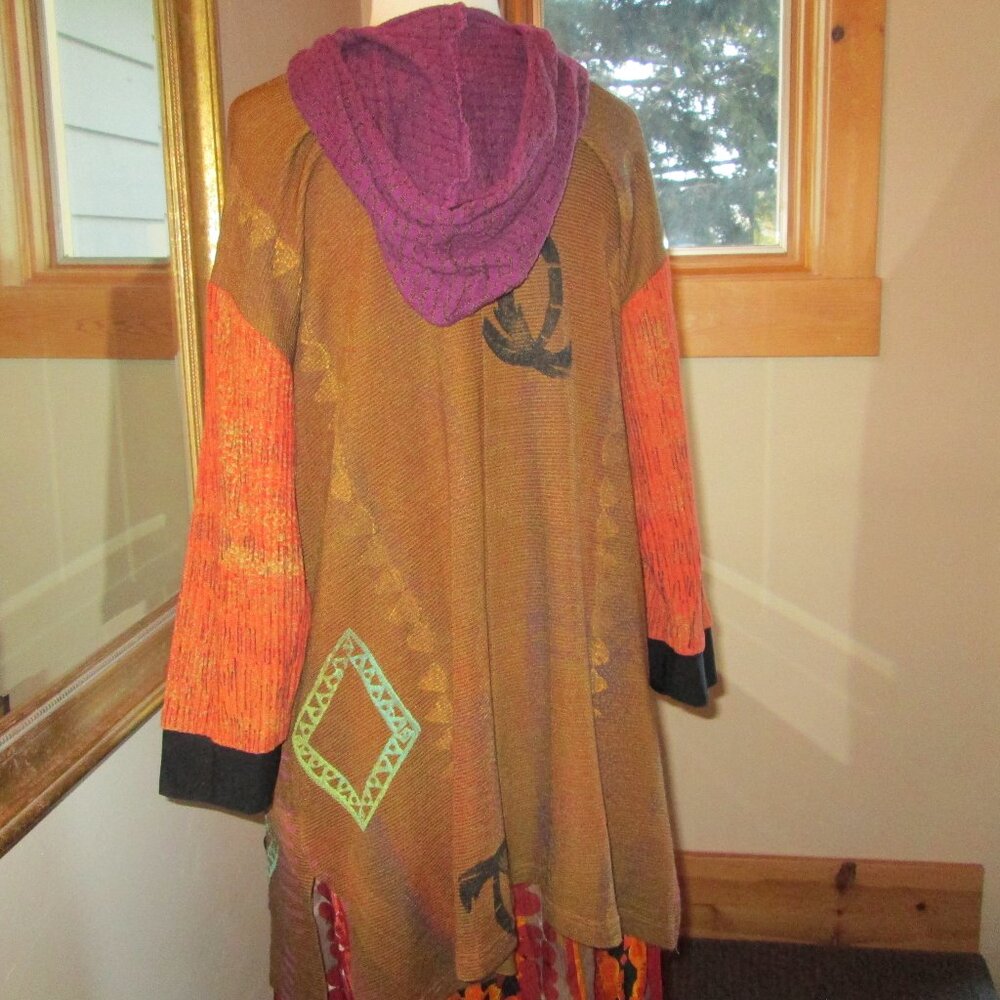JGU Mad Lab Brown, Orange, Purple Hoodie Tunic Top and Orange Kaktus Plus Skirt - Picture 5 of 12